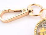 You & Me Gold Oval Floating Locket Keyring for Couple. Wedding Enagagement