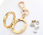 Wedding Day Wife Gold Oval Floating Locket Keyring for Couple. Enagagement