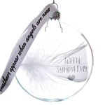 Personalised White Feather Glass Round Bauble