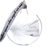 Personalised White Feather Glass Round Bauble