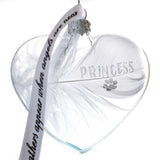 Any Name / Date White Feather Memorial Heart Bauble