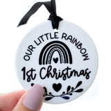 Our Little Rainbow 1st Christmas . Monochrome Hanging Decoration