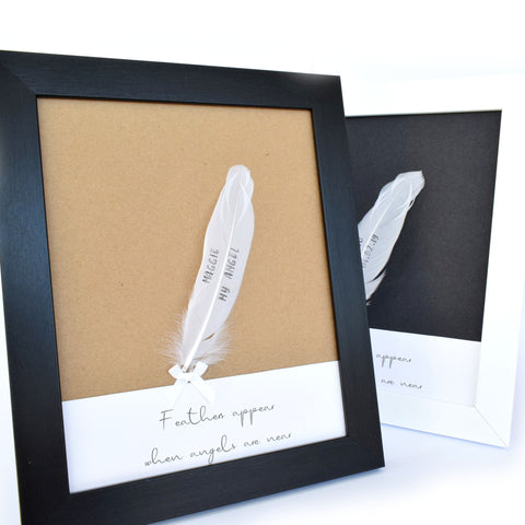 Custom Feather Wording Condolence Frame