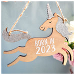 Born In 2023 Hanging Unicorn Plaque