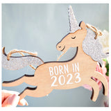 Born In 2023 Hanging Unicorn Plaque