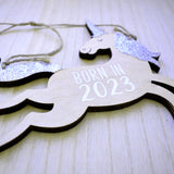 Born In 2023 Hanging Unicorn Plaque