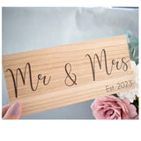 Mr & Mrs Est 2023 Wood Shelf Sign