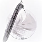 Personalised Name White Feather Round Bauble