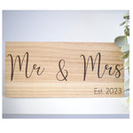 Mr & Mrs Est 2023 Wood Shelf Sign