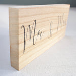 Mr & Mrs Est 2023 Wood Shelf Sign