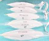 Personalised White Feather Teardrop Decoration