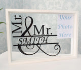 Mr Mrs. Mr Mr. Mrs Mrs. Personalised Surname Wedding Frame. Name Monogram Floating Glass. Rose Gold White Black Pink. Wedding Picture Photo