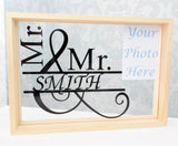 Mr Mrs. Mr Mr. Mrs Mrs. Personalised Surname Wedding Frame. Name Monogram Floating Glass. Rose Gold White Black Pink. Wedding Picture Photo