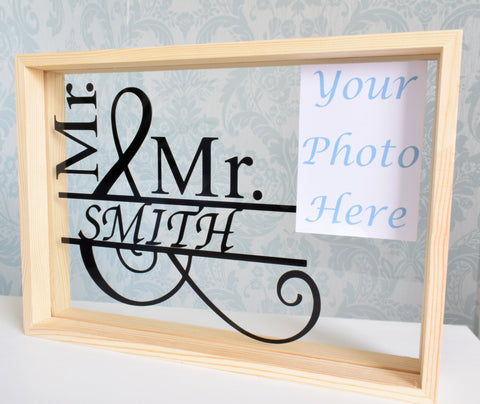 Personalised Couple Surname Name Frame. Wedding Keepsake Photo Picture Frame. Civil Ceremony Gift. Mr Mr. Mrs Mrs. Mr Mrs. Bride Groom