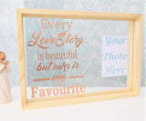 Love Story Quote Floating Frame. Add Your Own Photo. Custom Personalised Colours. Rose Gold Black White. Wedding Keepsake Picture Ornament