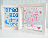 Dream Big Quote Floating Glass Frame. Personalised Colours and Style. Wood Shelf Decor. Handmade Baby Boy Girl Neutral Mum Mom Keepsake